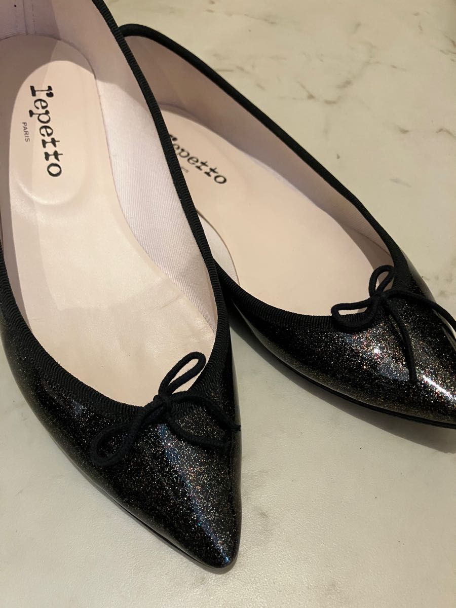 repetto レペット38 ブラック　ラメ　パンプス