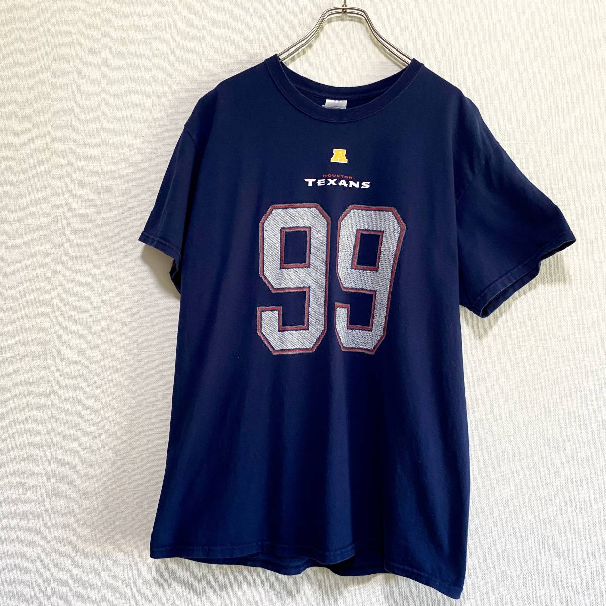 アメリカ古着　NFL ヒューストン・テキサンズ J.J.ワット 半袖　Tシャツ　#99　アメフト　Lサイズ　コットン　【P142】