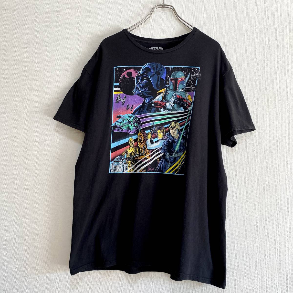 アメリカ古着　STAR WARS スターウォーズ　半袖　Tシャツ　ダースベイダー　ボバフェット　映画　XLサイズ　【P200】_画像1