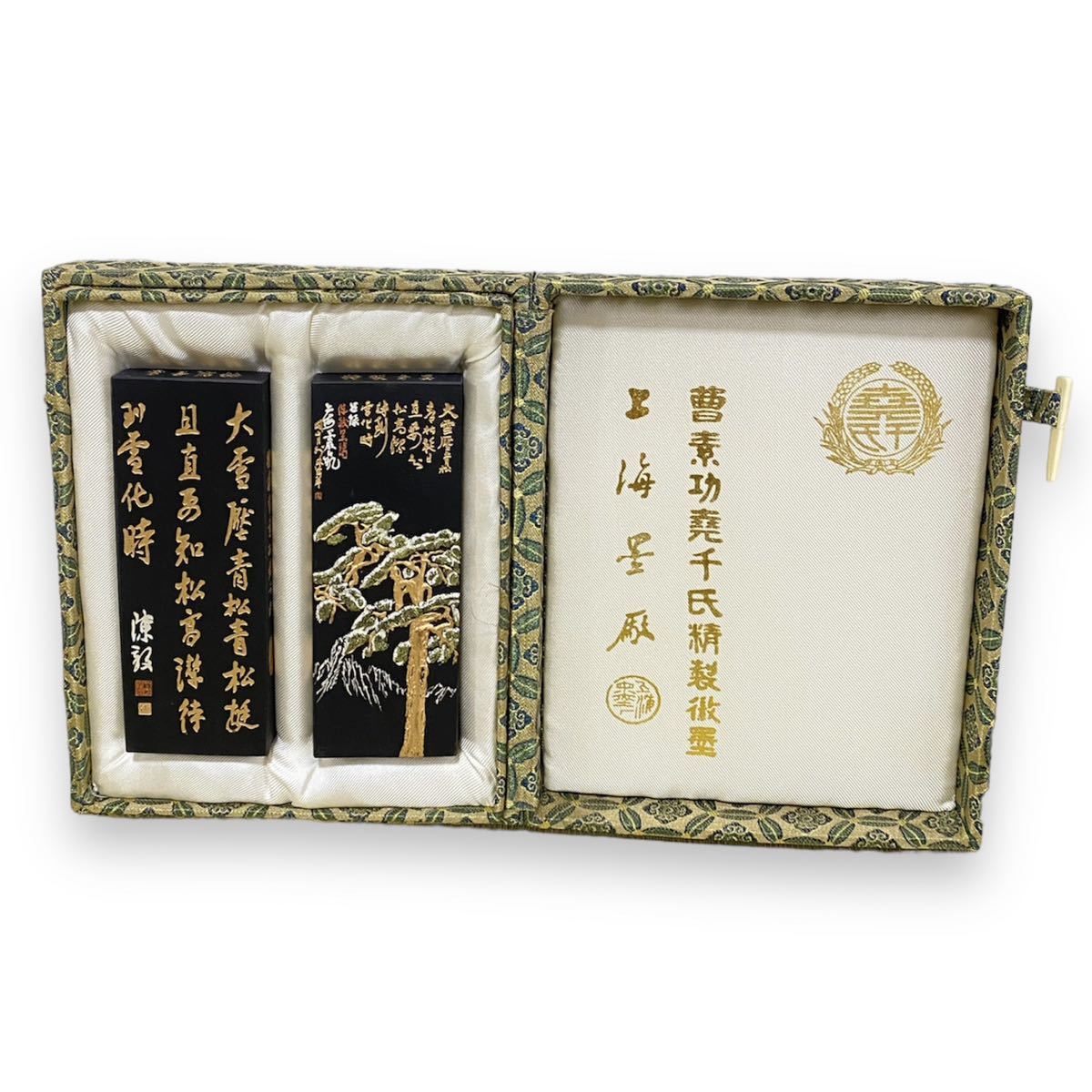 上海 中国 箱入 書道 墨・古墨 曹素功堯千氏精製徽墨 2本-