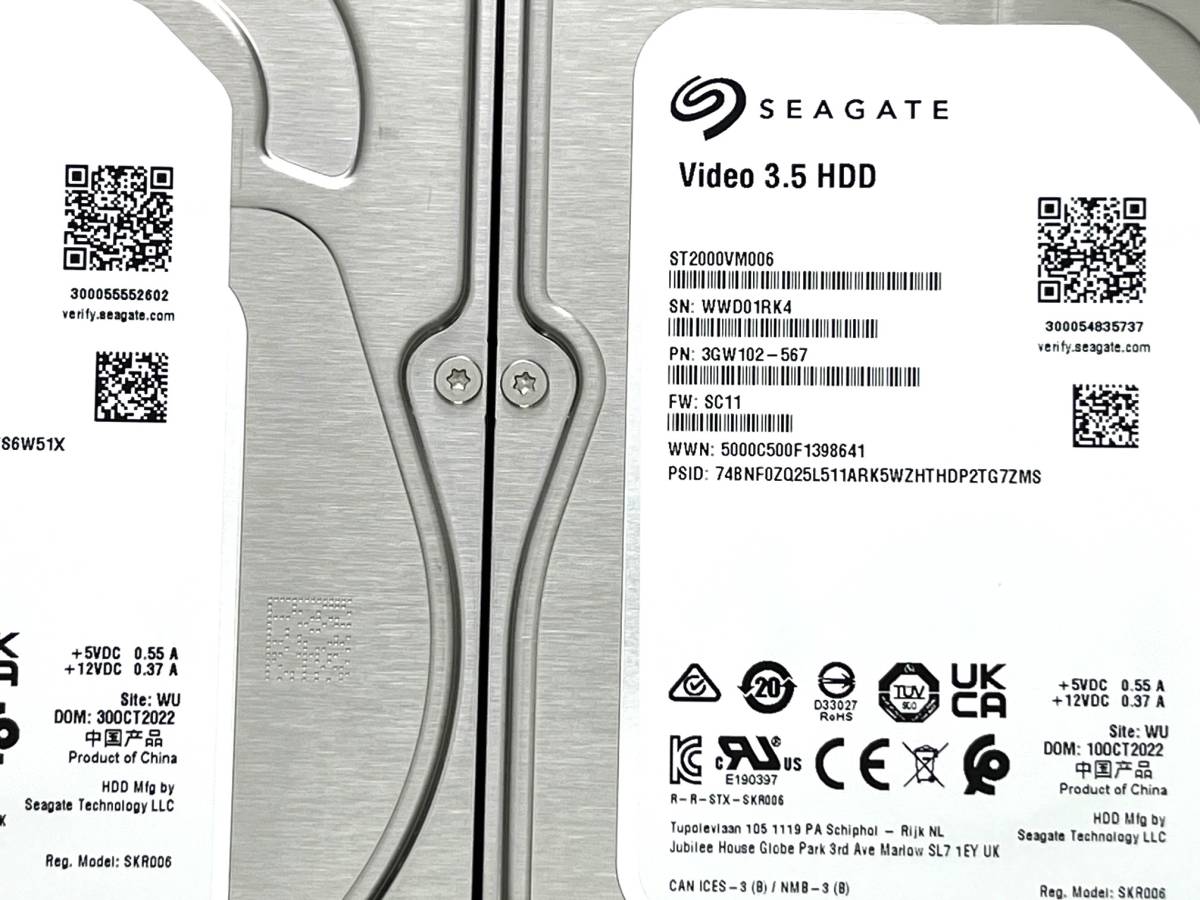 【送料無料】 2個セット ★ 2TB ★　ST2000VM006　/　Seagate【使用時間：4 h＆ 3 h】2022年製　新品同様　3.5インチ内蔵HDD SATA_画像4