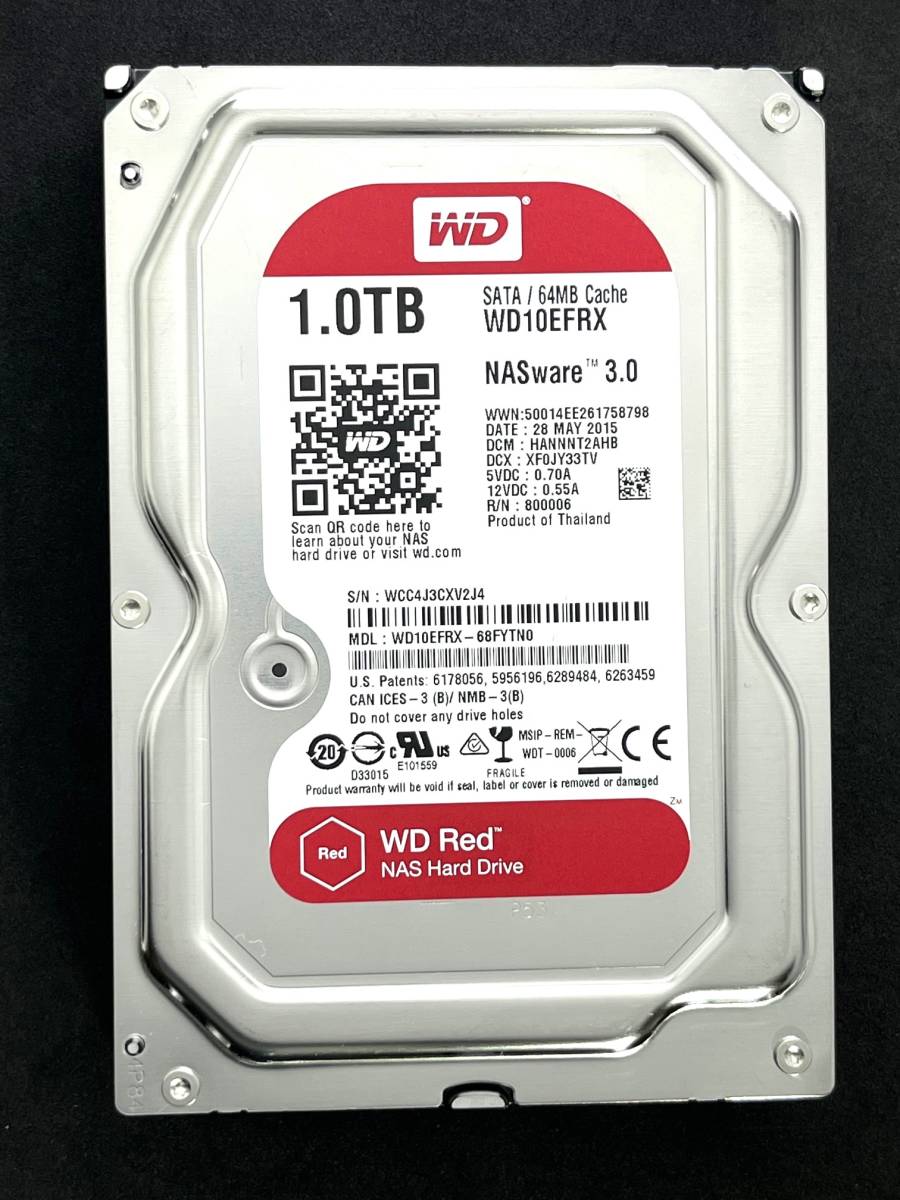 【送料無料】　★ 1TB ★　WD Red　/　WD10EFRX　【使用時間：23ｈ】 2015年製　新品同様　3.5インチ内蔵HDD　SATA　Western Digital RED