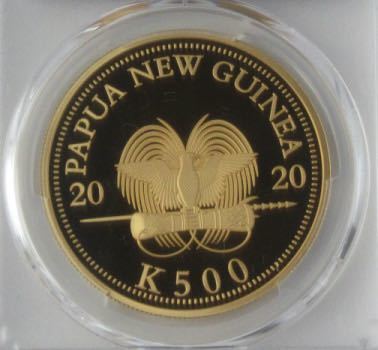 2020年発行 パプアニューギニア  極楽鳥500キナプルーフ金貨 PCGS PR70DCAM 最高鑑定 オリジナルボックス、COA付きの画像4