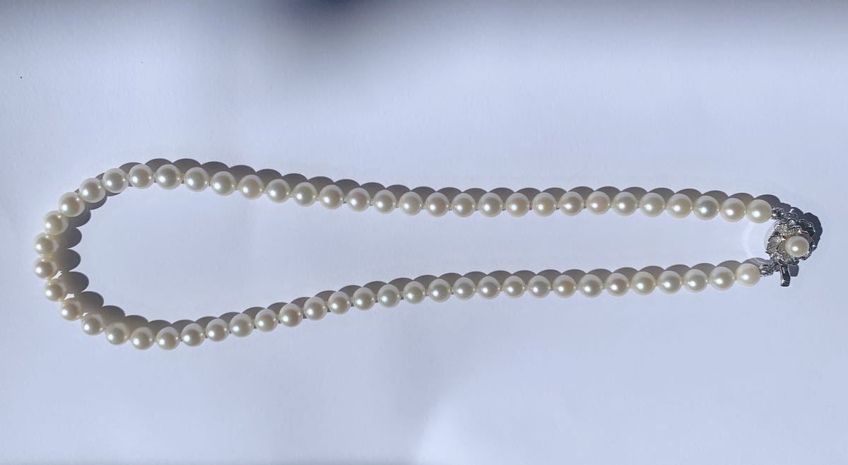 本真珠】アコヤ真珠ネックレス_6,5~7mm-45cm/ イヤリング_7,8mm/未