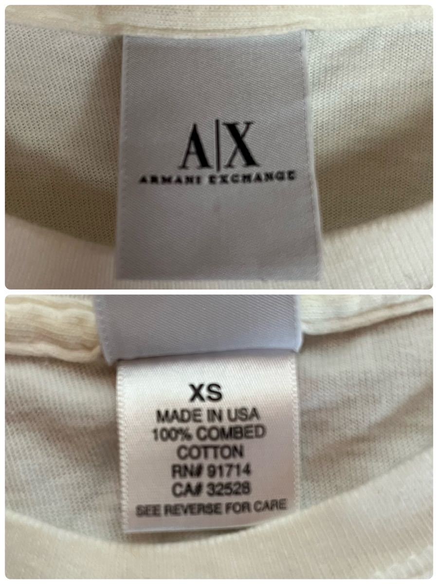 ARMANI EXCHANGE アルマーニエクスチェンジ　半袖Tシャツ　プリントTシャツ　USA製　白　レディース　XSサイズ　【AY1293】_画像10