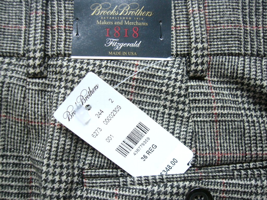 新品 W 約89cm 36 ブルックスブラザーズ プレード サキソン ウール ドレスパンツ Brooks Brothers SAXXON Wool Plaid Trousers US$348_別のサイズの画像を使っています。