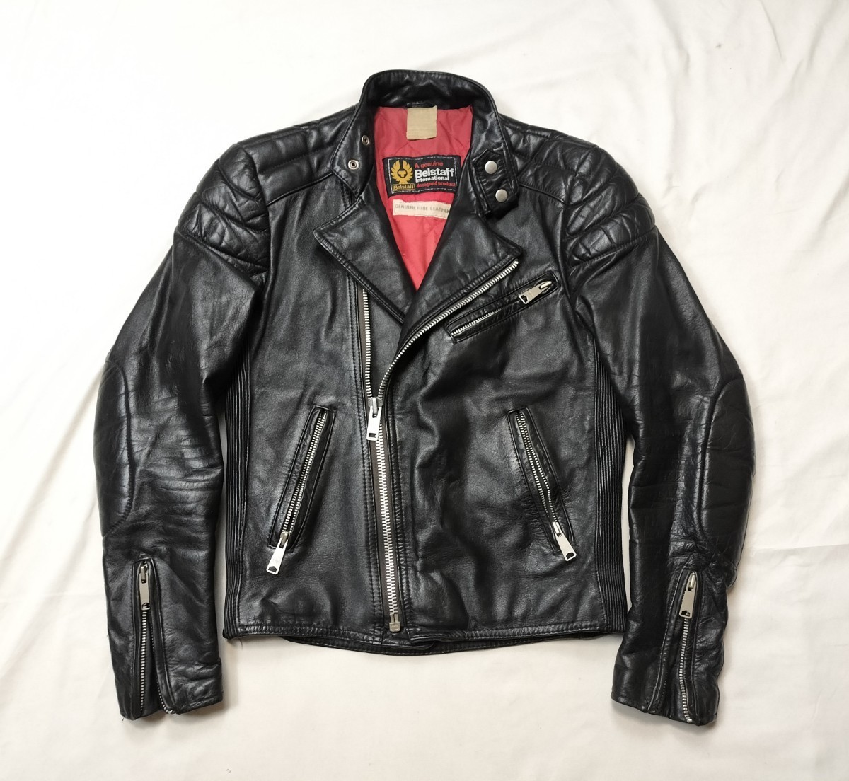 70s belstaff leather jacket uk38 Vintage ベルスタッフ　レザー ダブル　ライダース lewis　ルイスレザー_画像1