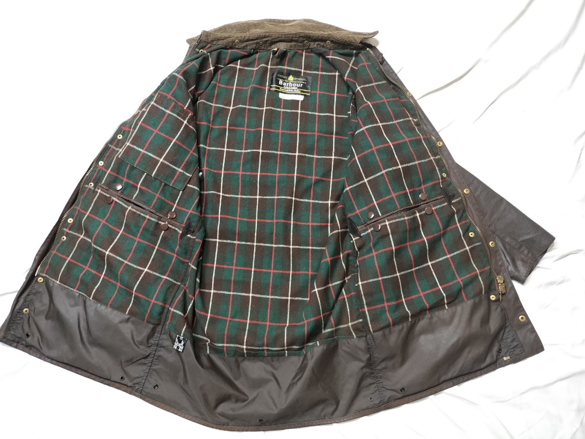 最初期 1980年 BARBOUR northumbria c38 ブラウン 1ワラント YKK棒