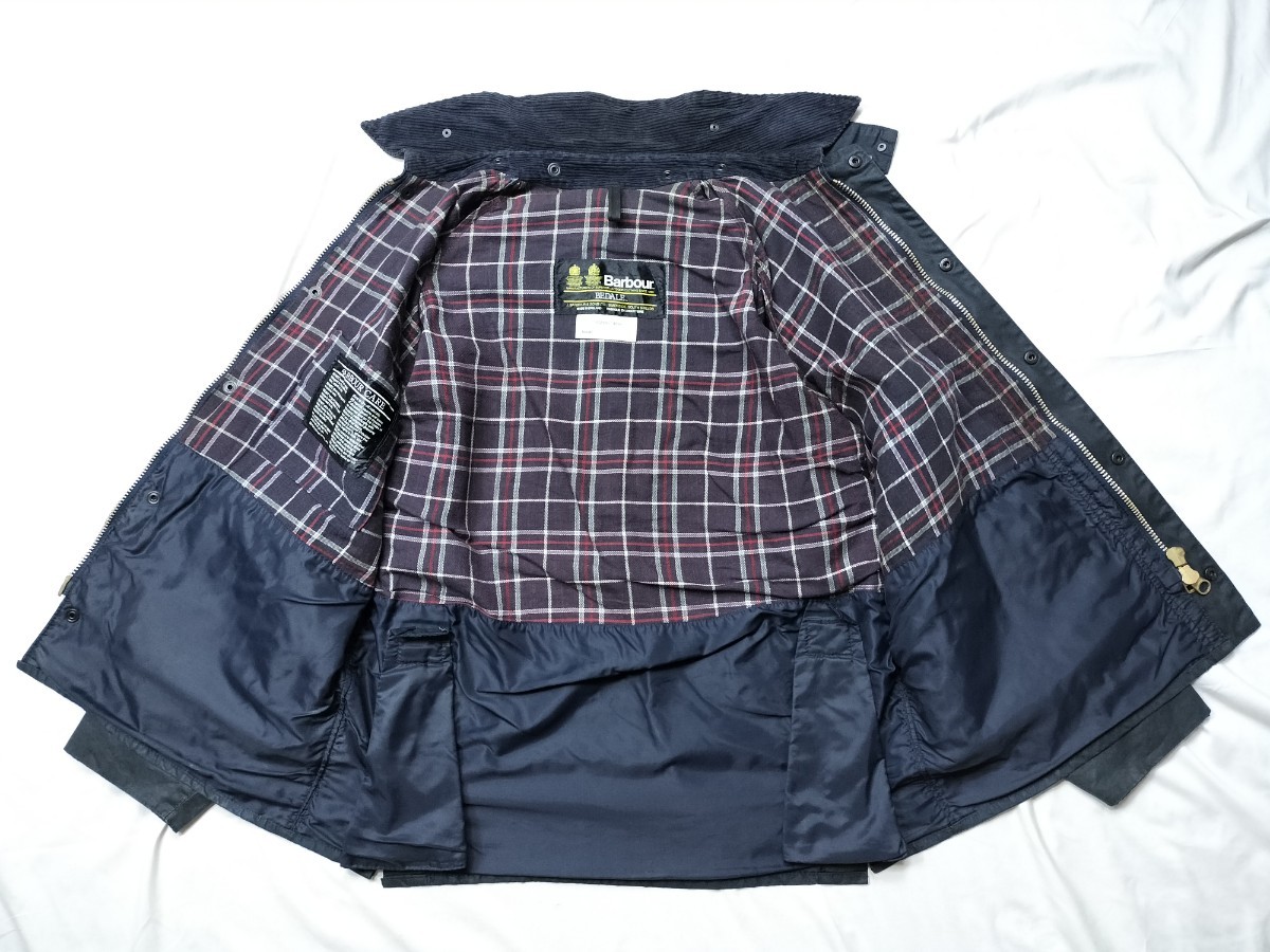 '83 Barbour bedale　c40 ターコイズ　ネイビー　80s バブアー　ビデイル　 2クラウン　2クレスト　YKK棒ジップ 　4ポケット_画像4