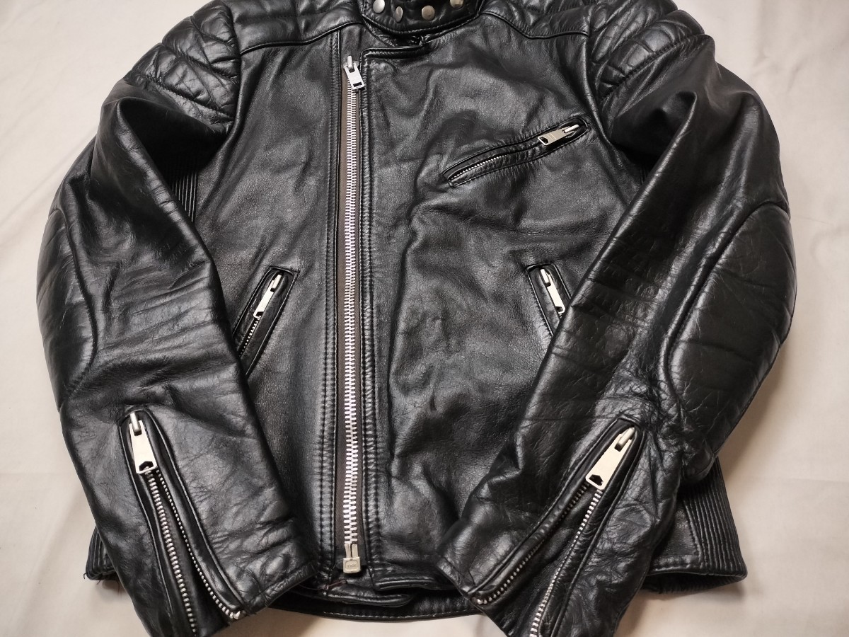 70s belstaff leather jacket uk38 Vintage ベルスタッフ　レザー ダブル　ライダース lewis　ルイスレザー_画像5