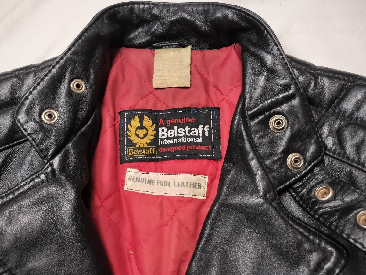 70s belstaff leather jacket uk38 Vintage ベルスタッフ　レザー ダブル　ライダース lewis　ルイスレザー_画像3