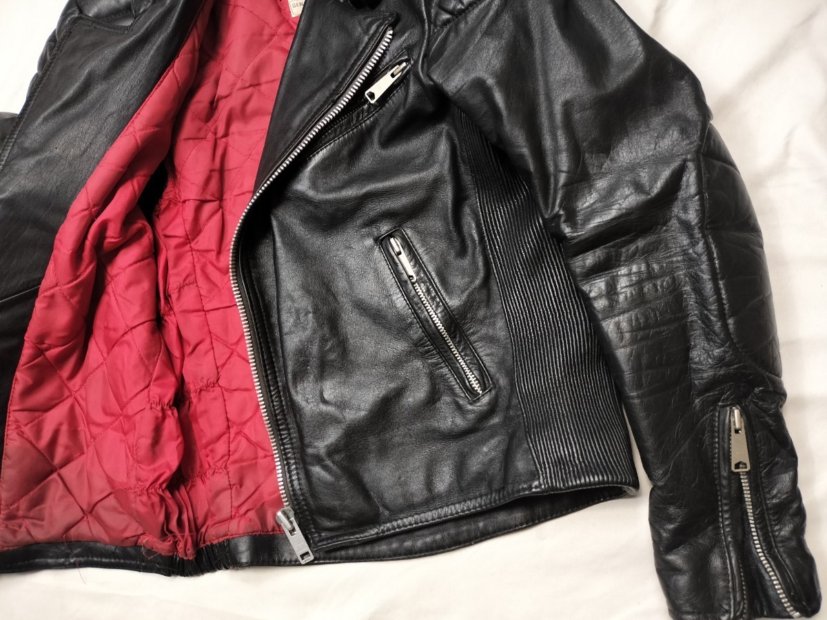 70s belstaff leather jacket uk38 Vintage ベルスタッフ　レザー ダブル　ライダース lewis　ルイスレザー_画像6