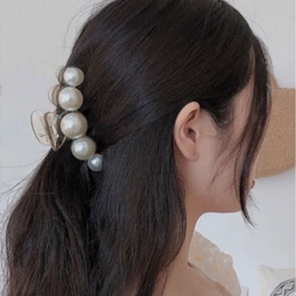 新品　パール バンスクリップ ヘアクリップ 透明　バレッタヘアピン 大人かわいい 韓国　おしゃれ　ヘアアクセサリー