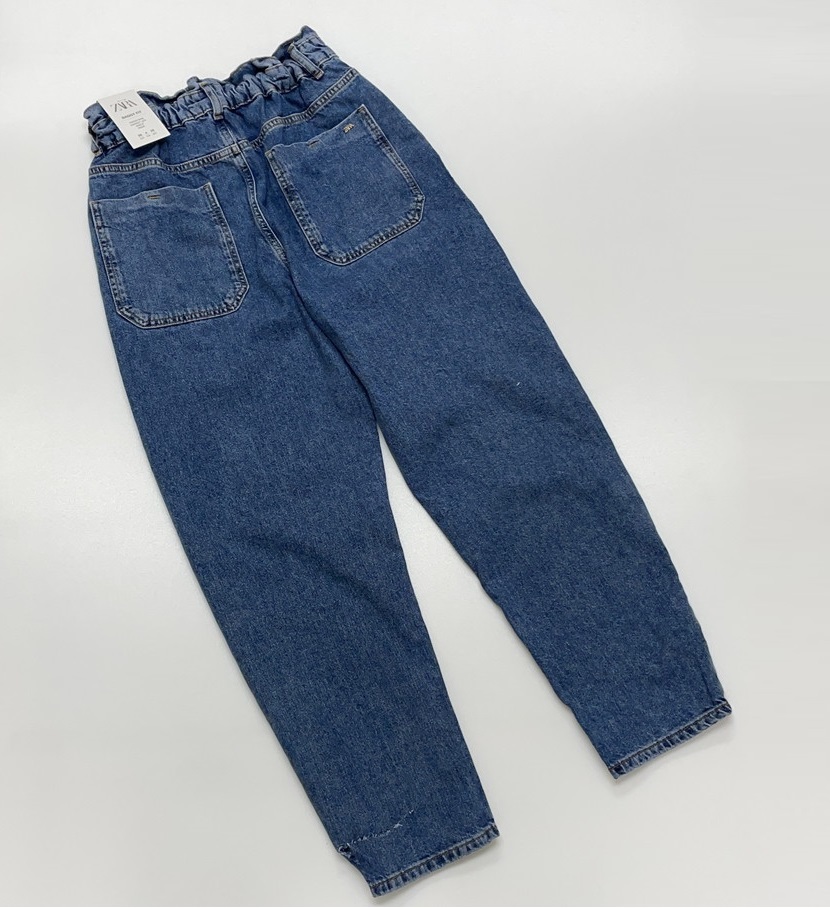 未使用品 ZARA ペーパーバッグバギー デニム ジーンズ 未使用品 ZARA ペーパーバッグバギー デニム ジーンズ