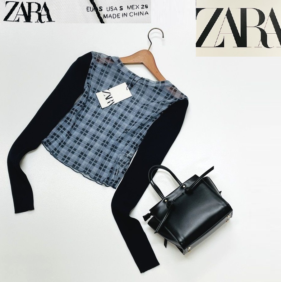 未使用品 /S/ ZARA ライトブルー コンビネーションニットセーター レディース タグ カジュアル トップス 大人可愛いガーリー デイリー ザラ