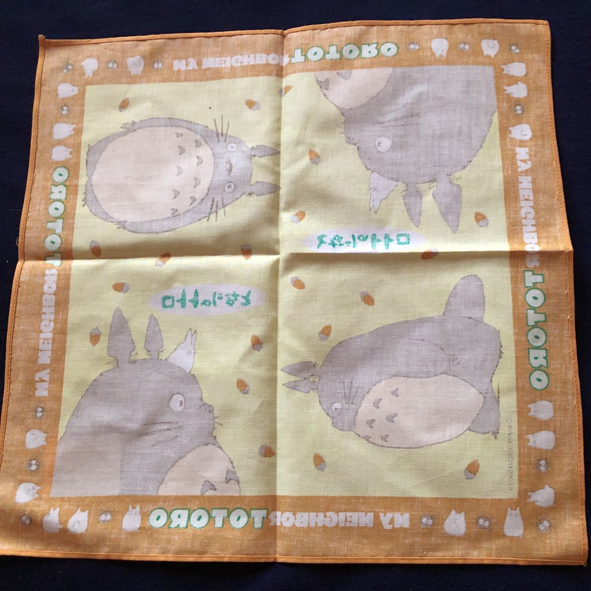* retro * редкость редкий товар Tonari no Totoro носовой платок желтый подлинная вещь 