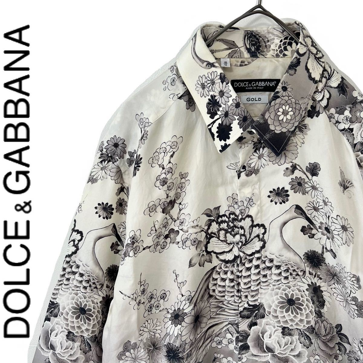 DOLCE&GABBANA ドルチェ&ガッバーナ 和柄 シャツ メンズ 鶴 L ドルガバ