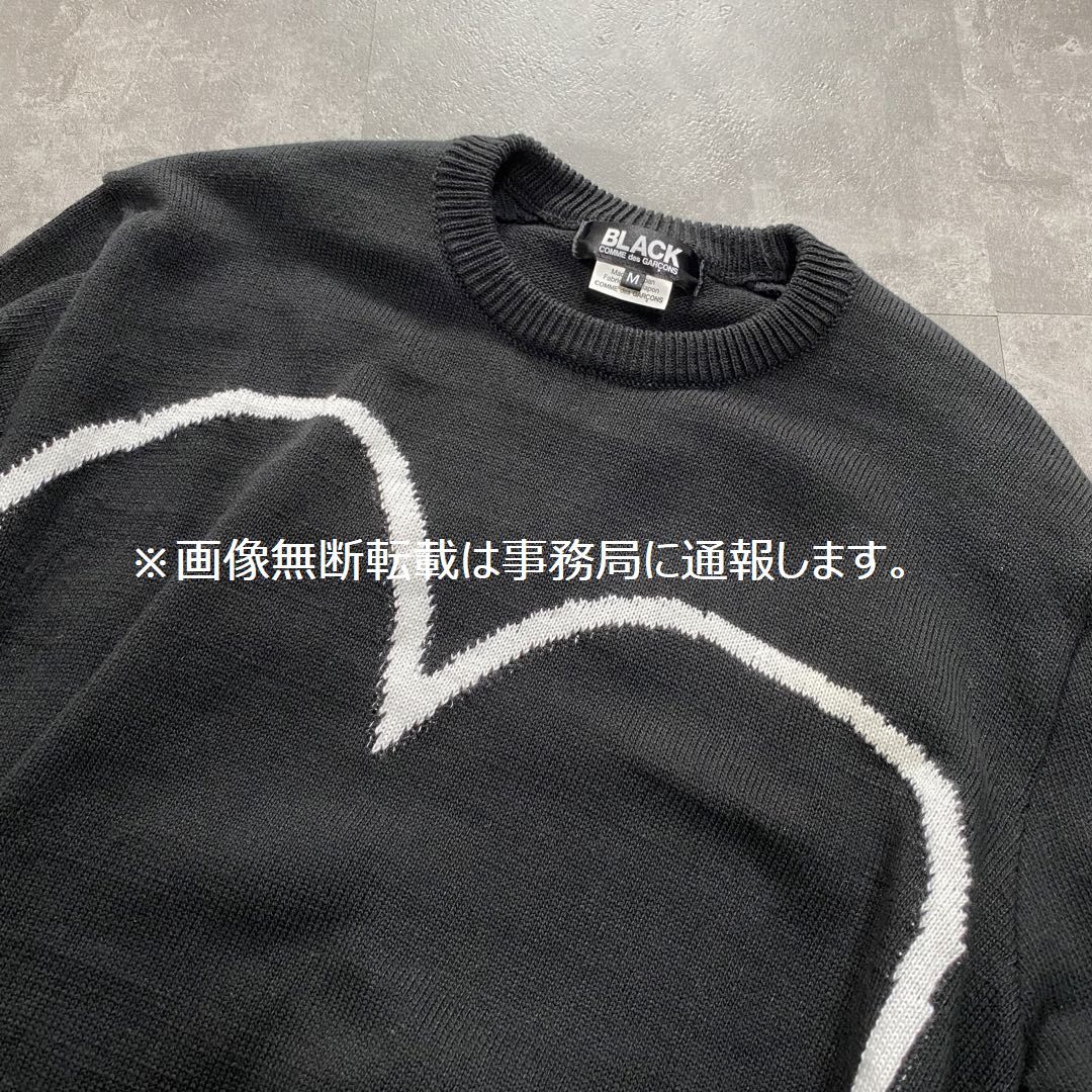 2022AW BLACK COMME des GARCONS ブラック コムデギャルソン☆ハート オーバーサイズ ニット/ビッグシルエット サイズM 黒_画像5