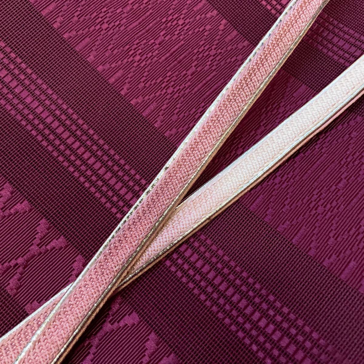[ woven .R] summer obi set length 367cm width 31cm. on pattern . Japanese clothes peace pattern kimono remake day Mai kimono obi dressing dark red KIMONO JAPAN * including in a package possible * z807