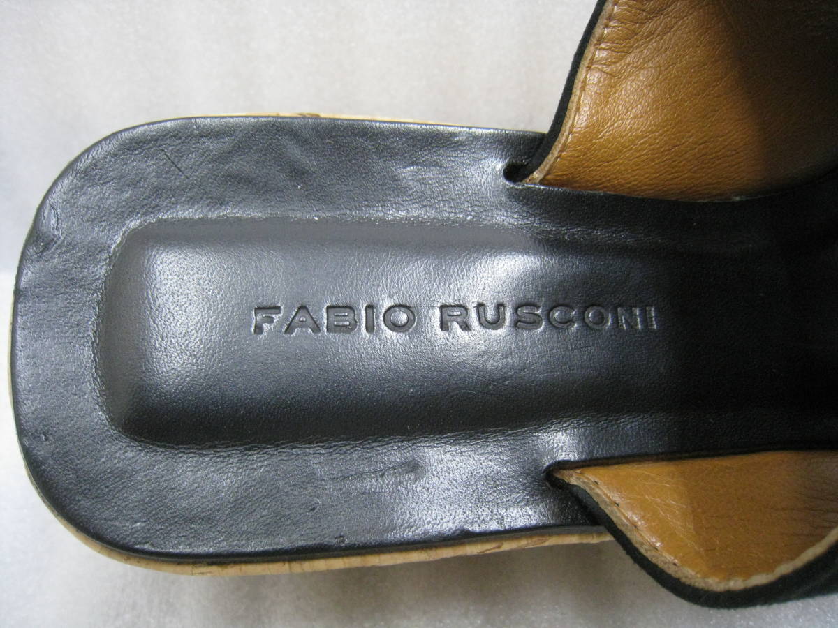 FABIO RUSCONI◆ファビオルスコーニ 厚底 コルクソール ウェッジソール サンダル イタリア製 レディース サイズ35 ブラック_画像7