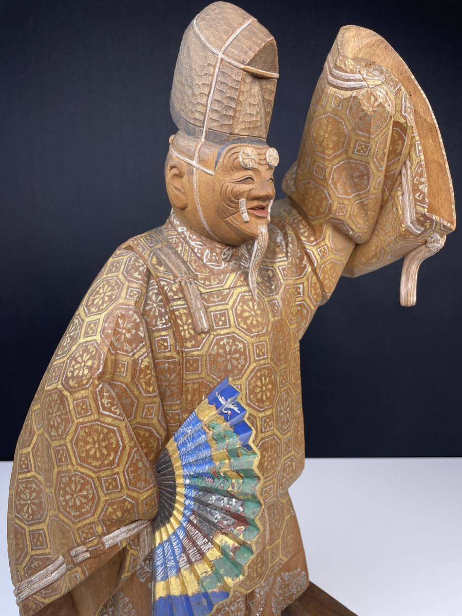 【吉田満】翁 木彫極彩色 木彫 彫刻 置物 截金（20230810Z）_画像1