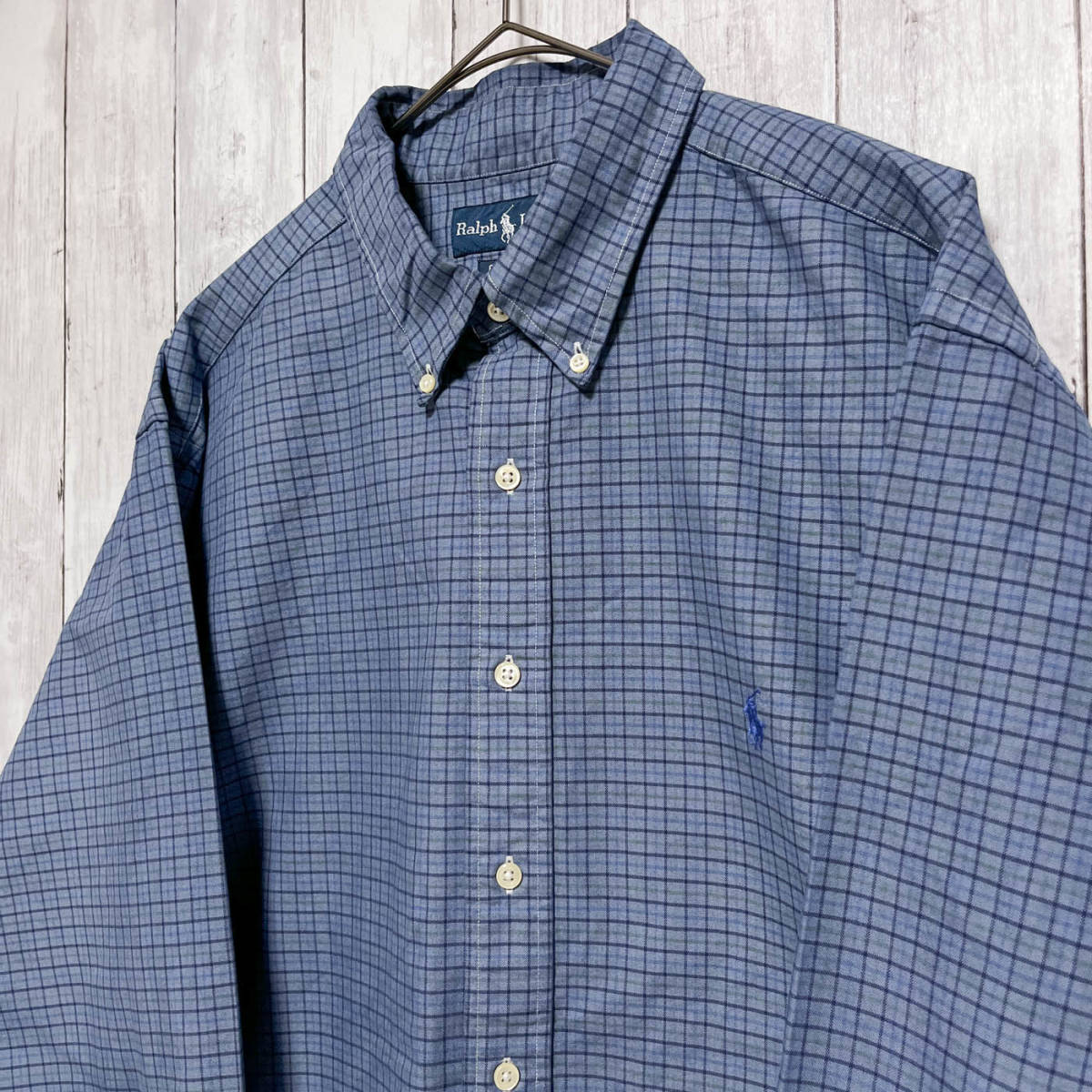ラルフローレン Ralph Lauren CLASSIC FIT チェックシャツ 長袖シャツ メンズ ワンポイント コットン100% サイズ18 XXLサイズ 3‐603の画像3