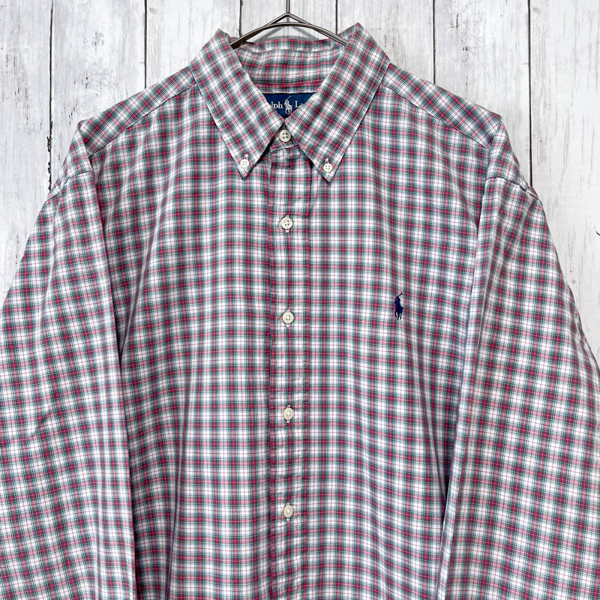 ラルフローレン Ralph Lauren CLASSIC FIT チェックシャツ 長袖シャツ メンズ ワンポイント コットン100% Lサイズ 3‐644の画像1