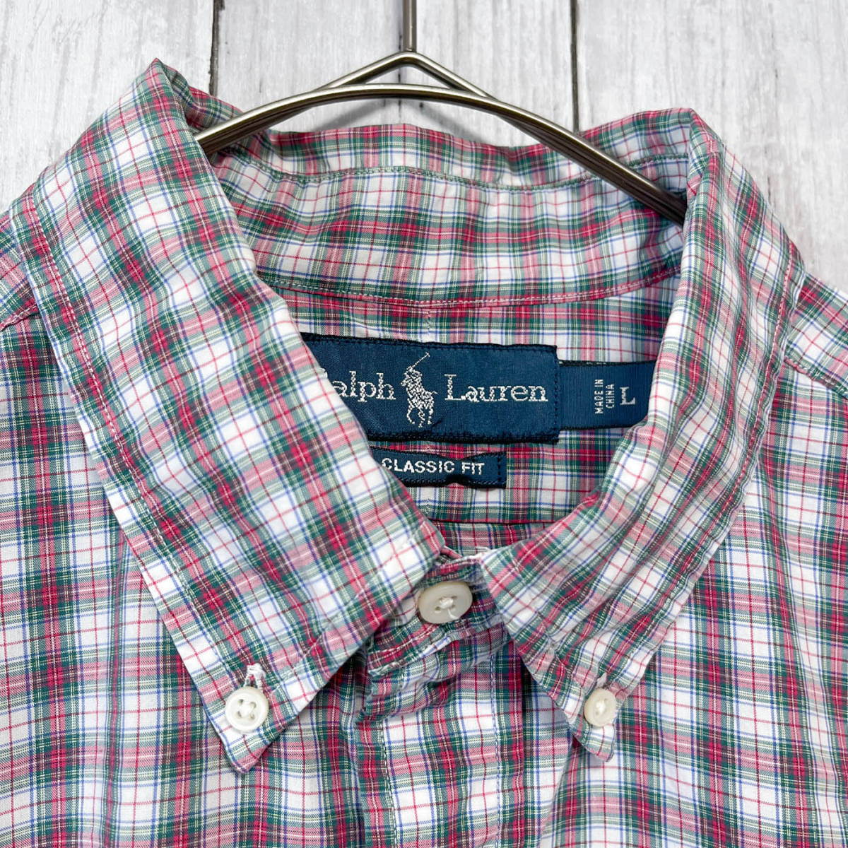 ラルフローレン Ralph Lauren CLASSIC FIT チェックシャツ 長袖シャツ メンズ ワンポイント コットン100% Lサイズ 3‐644の画像5