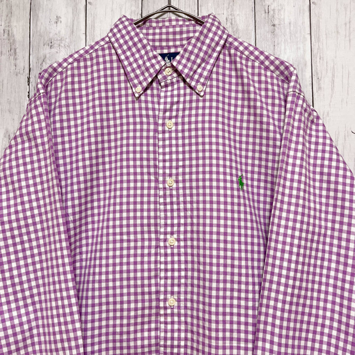 ラルフローレン Ralph Lauren CLASSIC FIT チェックシャツ 長袖シャツ メンズ ワンポイント コットン100% サイズ17 XLサイズ 3‐661_画像1