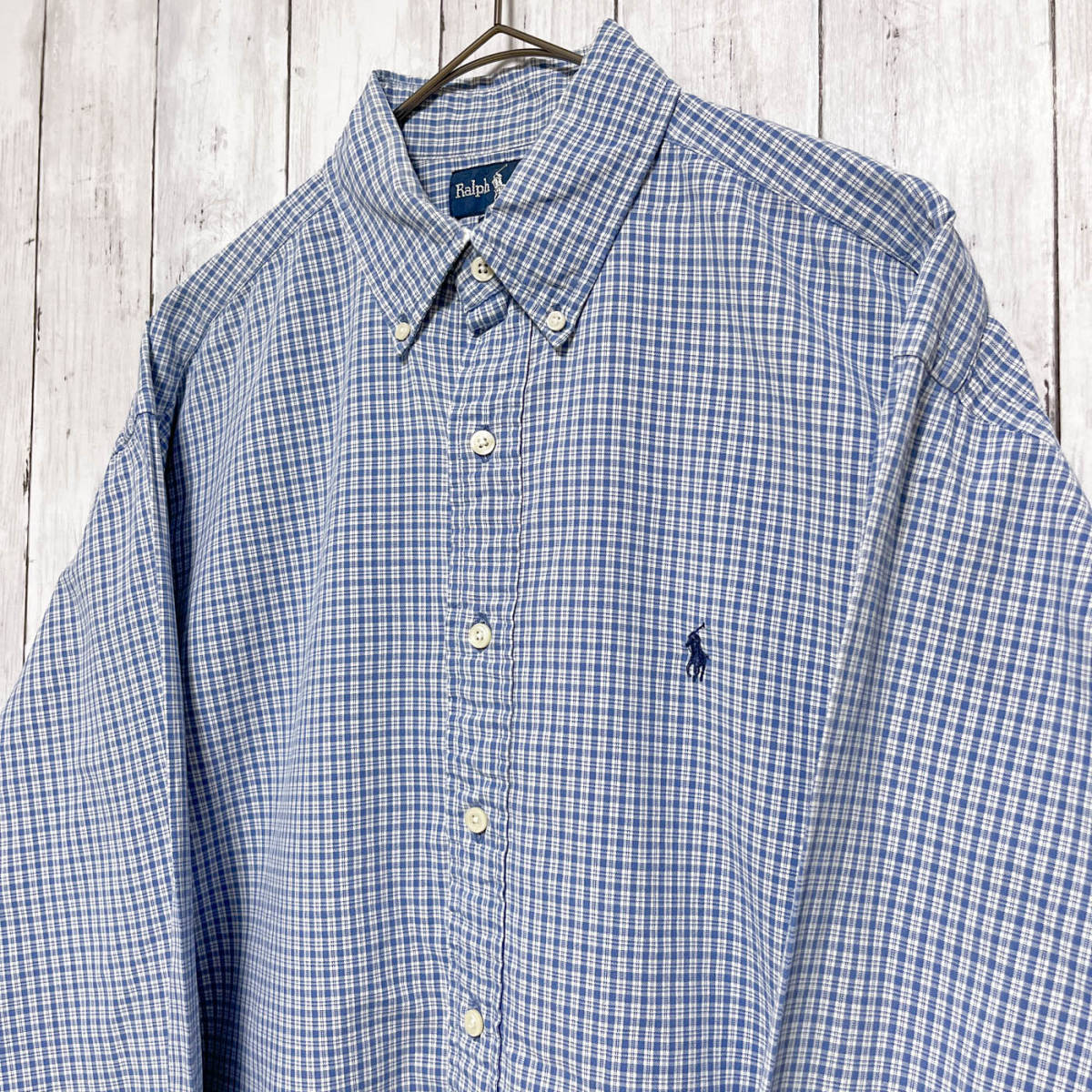 ラルフローレン Ralph Lauren BLAIRE チェックシャツ 長袖シャツ メンズ ワンポイント コットン100% Mサイズ 3‐674_画像3
