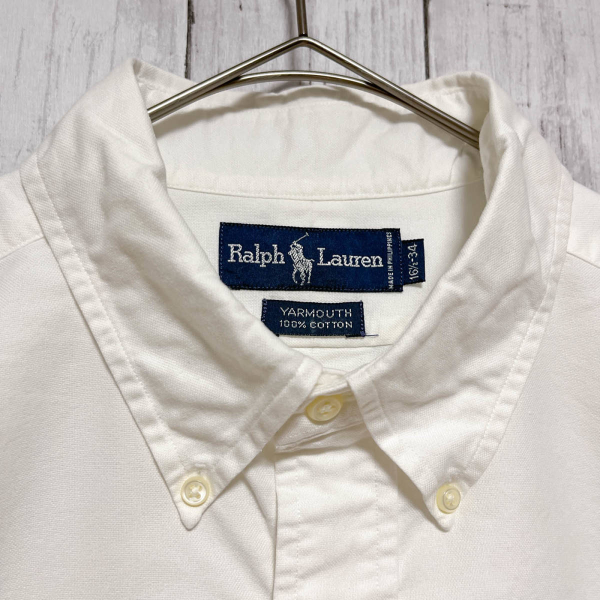 ラルフローレン Ralph Lauren 長袖シャツ 白シャツ メンズ ワンポイント コットン100% サイズ16 1/2 （L～XLサイズ相当） 3‐695