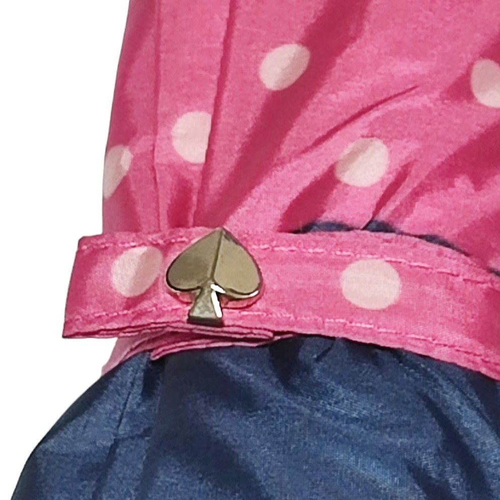 新品 ケイトスペード 折りたたみ傘 軽量 カーボン骨使用 箔プリント バイカラー 水玉 ドット ピンク_画像6