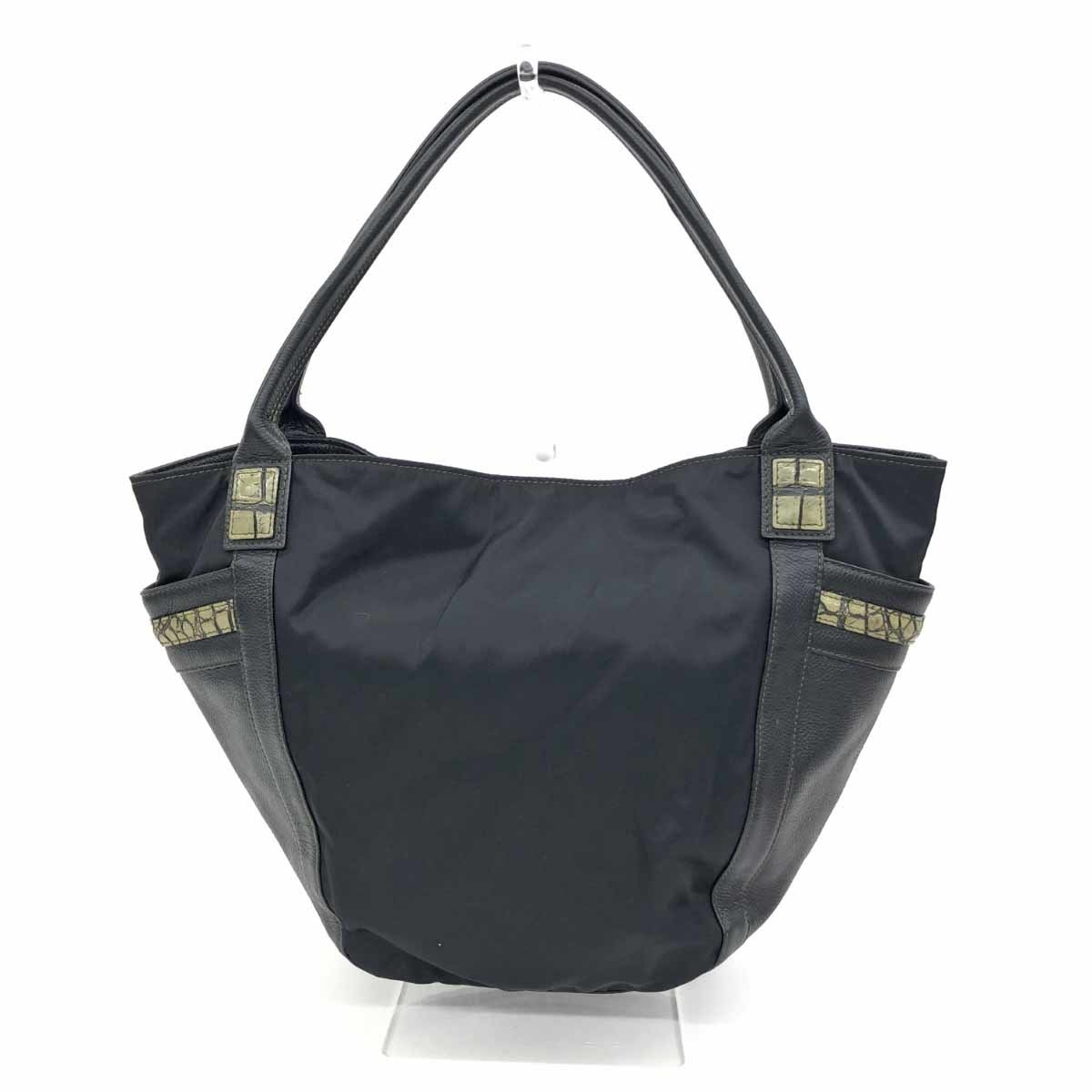 ◆Beaugrand ボーグラン トートバッグ◆ ブラック レディース bag 鞄　クロコダイル　ナイロン