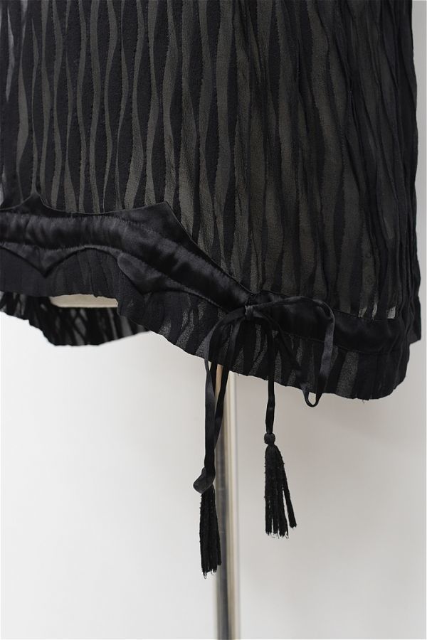 V143/ beautiful goods TSUMORI CHISATO short sleeves blouse shirt see-through French sleeve silk spangled easy 2 M black 