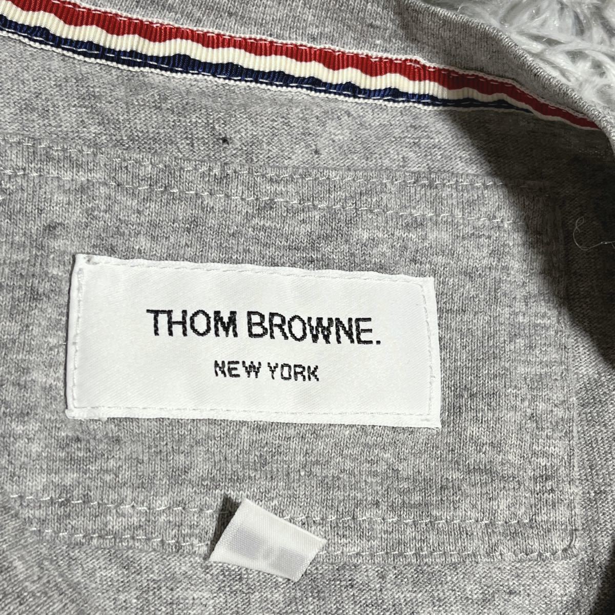 カナダ製 THOM BROWNE トムブラウン トリコロール 長袖 ロンT シャツ メンズ サイズ0
