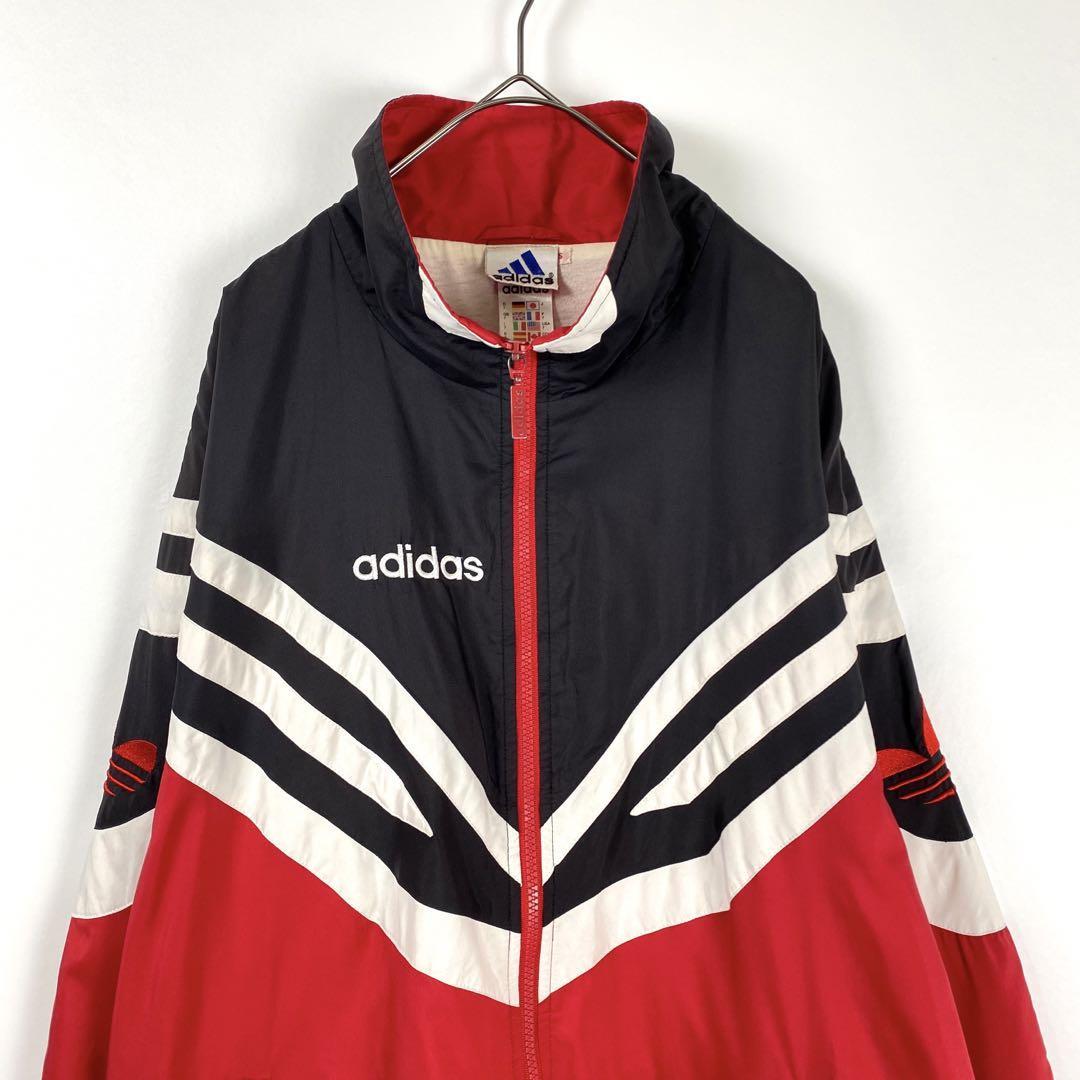 新しい到着 adidas 90s トレフォイル XL 黒赤白 ナイロンジャケット 袖