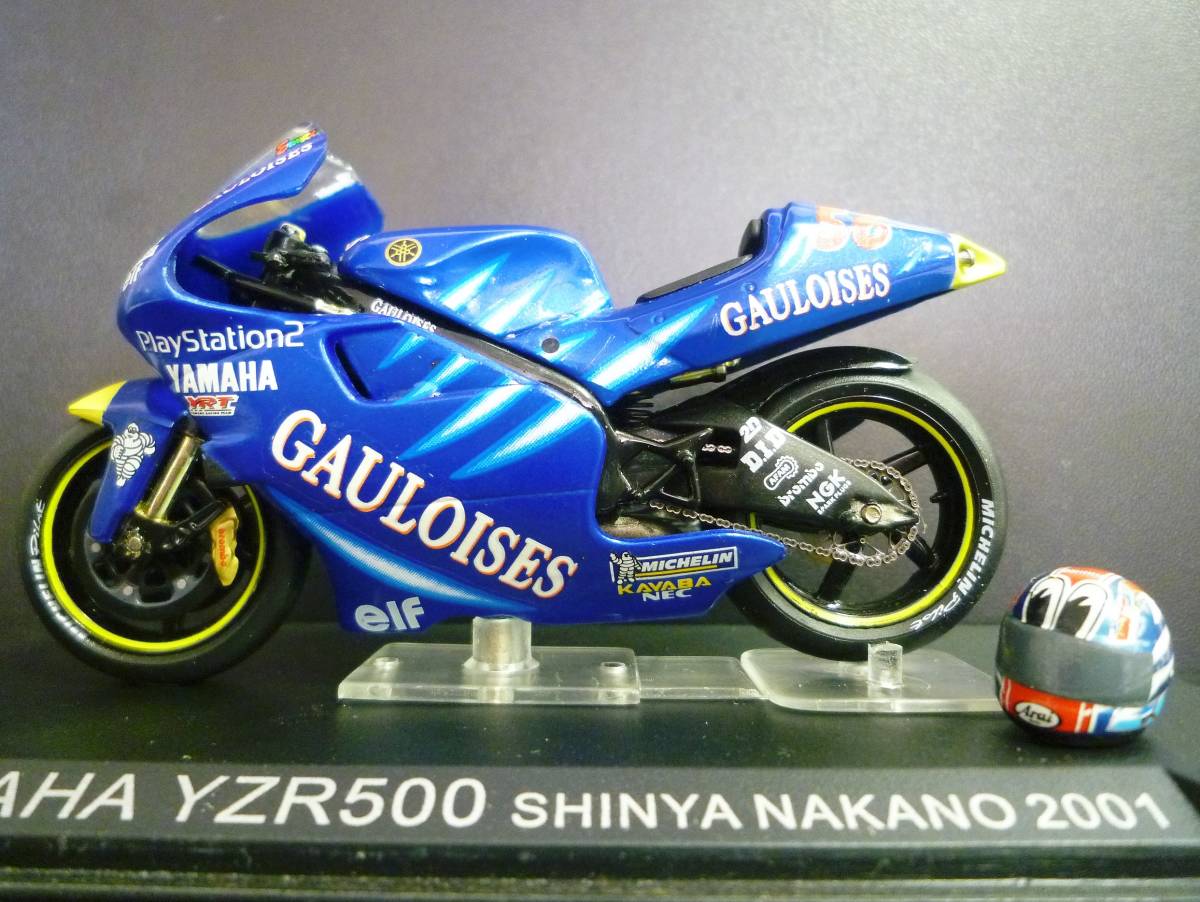 ゴロワーズ タバコ ロゴ 1/24 ヤマハ YZR500 中野真一 ヘルメット付 YAMAHA YZR 500 #56 TEAM GAULOISES Moto GP　☆一味違う ixo製品_画像1