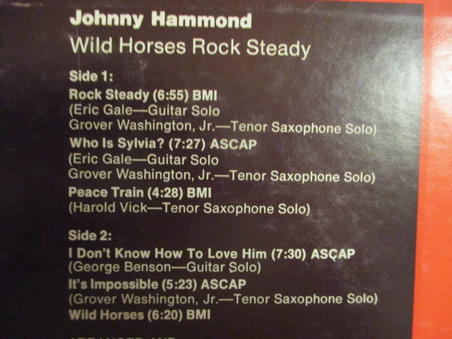 Johnny Hammond ： Wild Horses Rock Steady LP (( Aretha Franklin - Rock Steady カバー! / Organ Soul Jazz Funk オルガン ジャズ_画像4