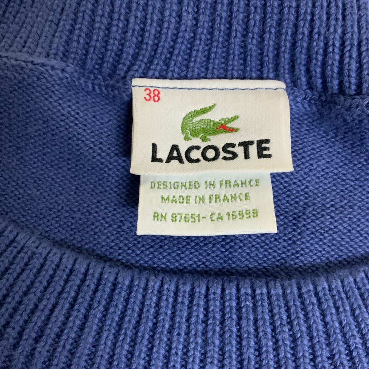 LACOSTEラコステボーダーニット コットンサマーセーター古着サイズ38フランス製