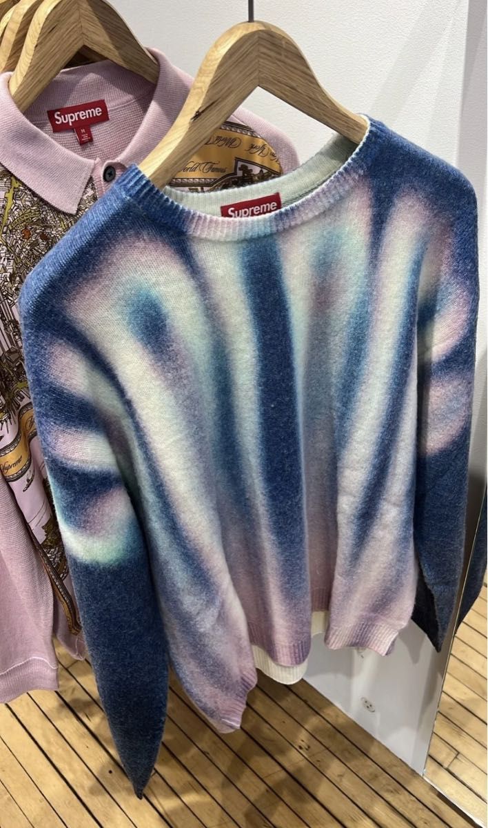 Supreme Blurred Logo Sweater Blue Medium シュプリーム ブラード ロゴ セーター ブルー