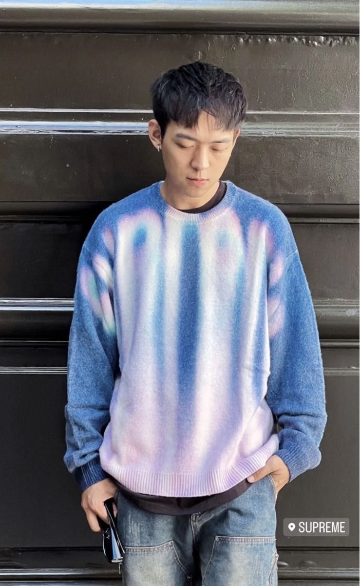 Supreme Blurred Logo Sweater Blue Medium シュプリーム ブラード ロゴ セーター ブルー