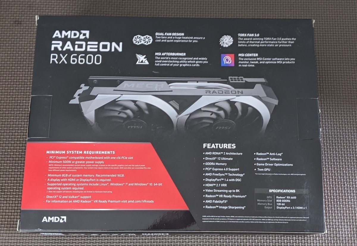 MSI Radeon RX6600 MECH 2X 8G_画像6