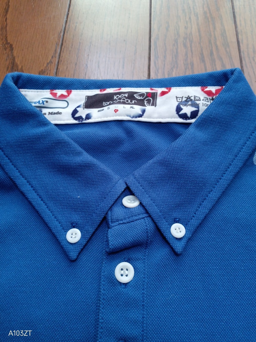 【中古品】1004 ten o four　テン・オー・フォー　ゴルフウェア　鹿の子半袖ポロシャツ　ボタンダウンポロシャツ　ブルー　メンズサイズM_画像5