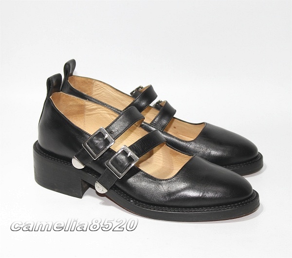 Majema-jume Lee je-n ремешок туфли-лодочки плоская обувь чёрный чёрная кожа натуральная кожа 36 размер примерно 23cm Portugal производства б/у прекрасный товар 