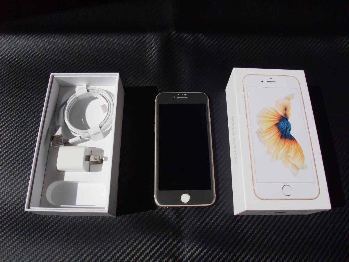 【中古美品】SIMフリー iPhone6s ゴールド 64GB 箱 付属品付き バッテリー交換済 バッテリー容量100％