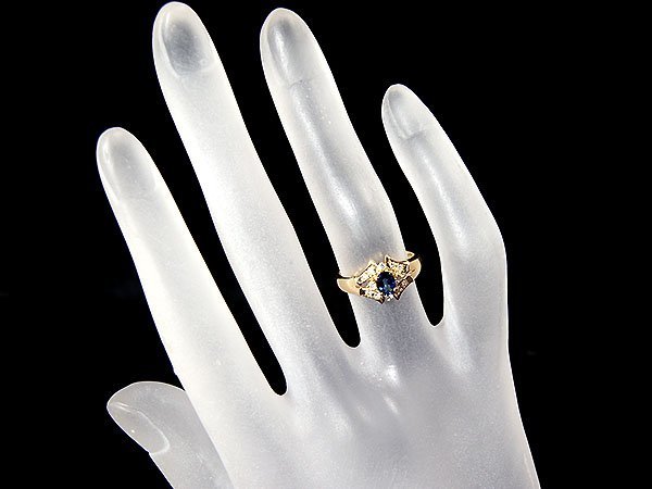 【ジュエリー極】鮮やかブルーカラー！良質天然ブルーサファイア0.36ct＆ダイヤモンド0.11ct 高級K18YGリング t3136vklm【送料無料】_画像4