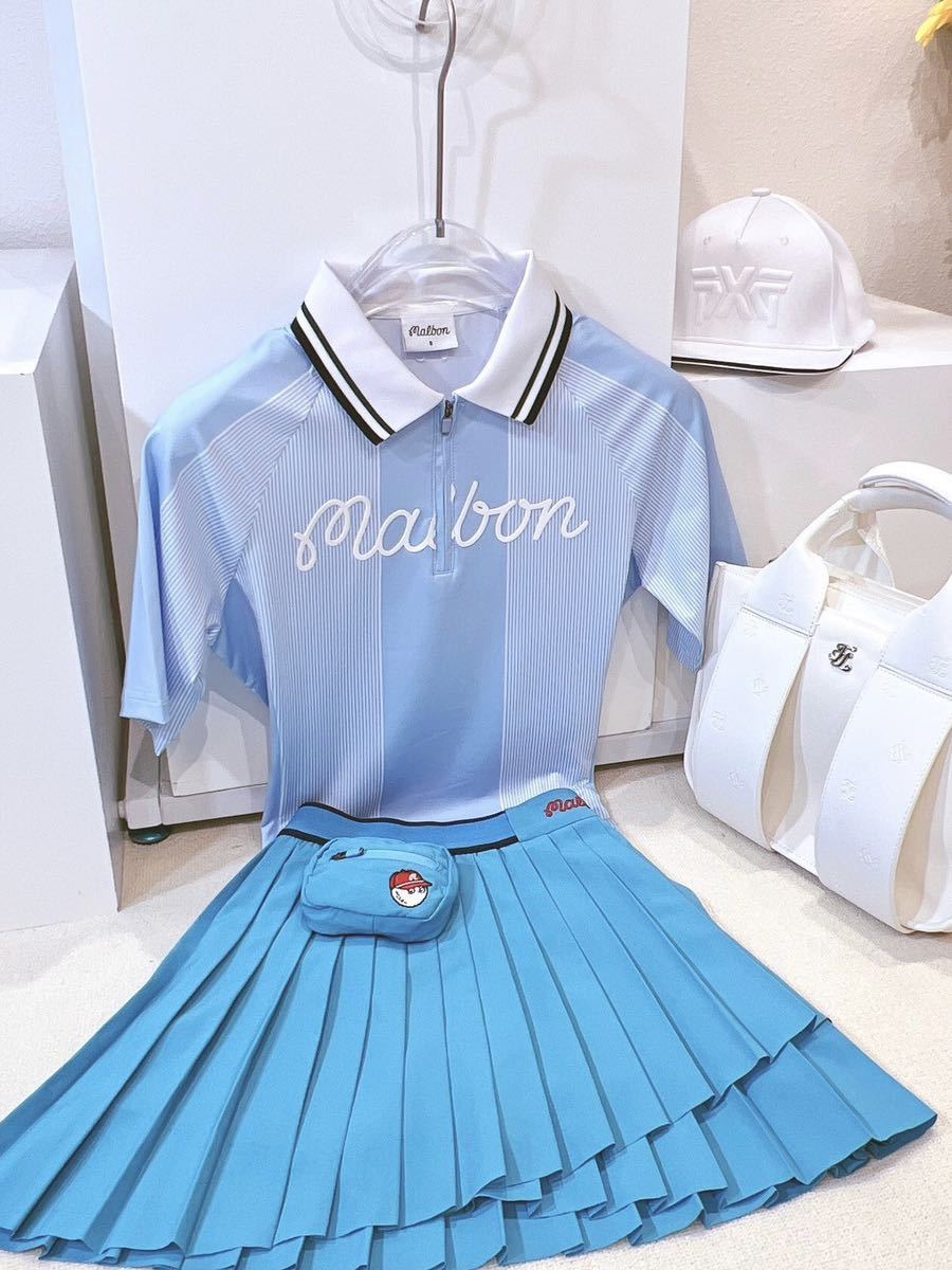 malbon golfマルボンゴルフ ウェア ポロシャツ レディース トップス 半袖Mサイズゴルフポロシャツ