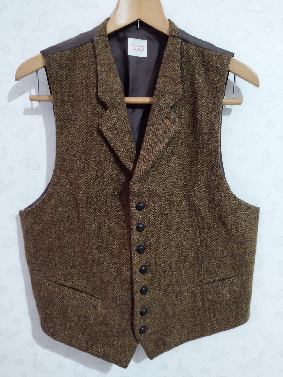 お気に入りの papas ベスト ジャケット パパス ヴィンテージ ビンテージ Vintage papas Harris Tweed ハリスツイード コラボ パパス お気に入りの papas ベスト ジャケット パパス ヴィンテージ ビンテージ Vintage papas Harris Tweed ハリスツイード コラボ パパス