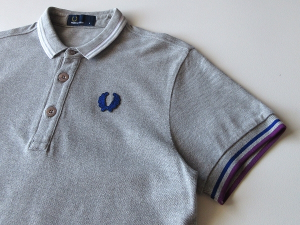  cat pohs correspondence FRED PERRY × EDIFICE Edifice special order Fred Perry big Laurel Logo tip line deer. . polo-shirt S gray 