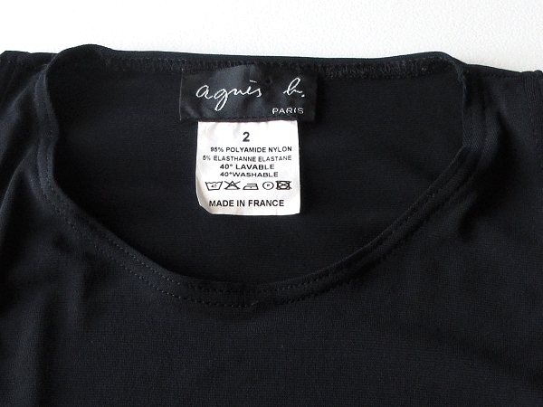  rare France made 90s-00s Vintage agnes b. Agnes B stretch polyester no sleeve pechi coat One-piece 2 black black 